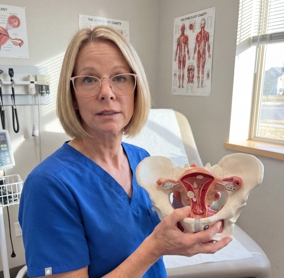 Dr. Falkenberg mit anatomischem Modell